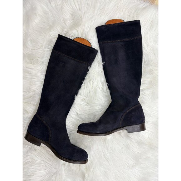 Penelope Chilvers Tall Riding Tassel Boot Navy Blue Suede 41 10 RARE!!! - Picture 11 of 11